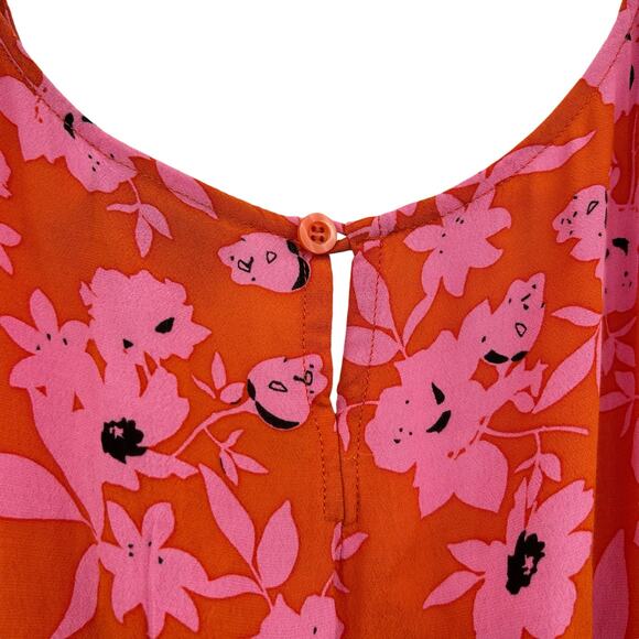 Rue Stiic Naveah Floral Jumpsuit XS Orange PInk Floral Cutout Tie Anthropologie - Picture 12 of 16